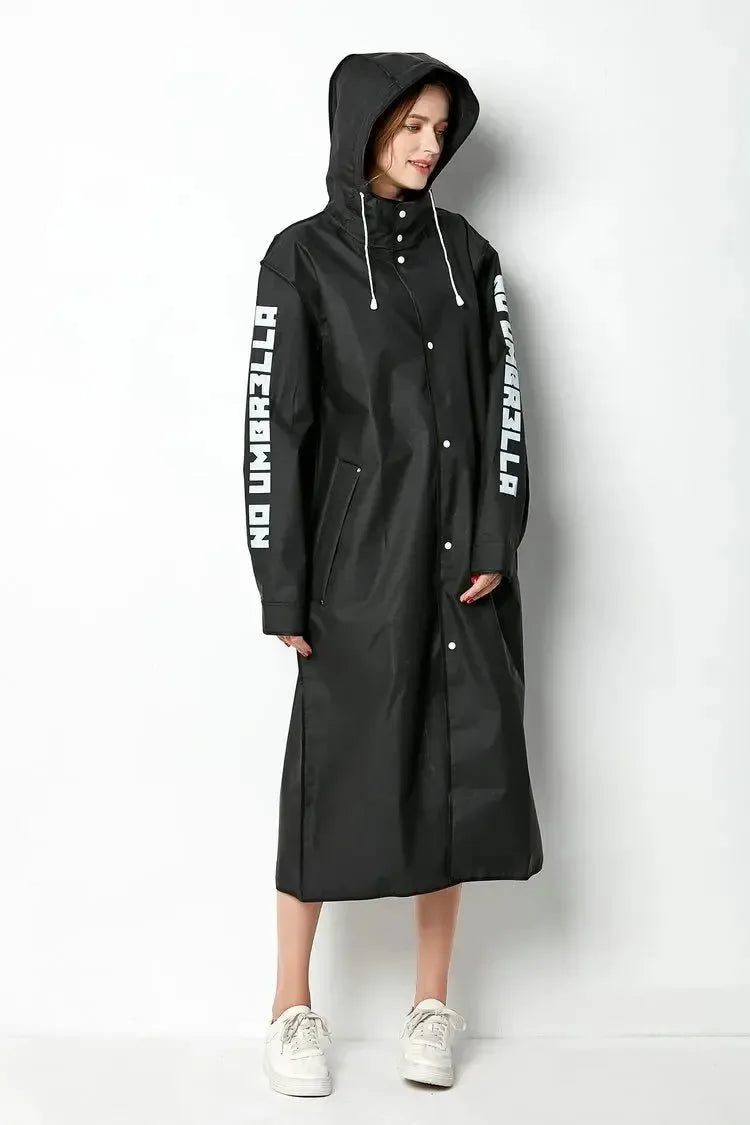 Big Size Men & Women Thin Black Raincoat - Slim Waterproof Adult Poncho - Trekker Essentials