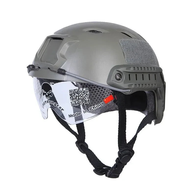 BJ Type FAST Helmet with Tactical Goggles – Ideal for Airsoft, Hunting, and Outdoor Activities - Trekker Essentials