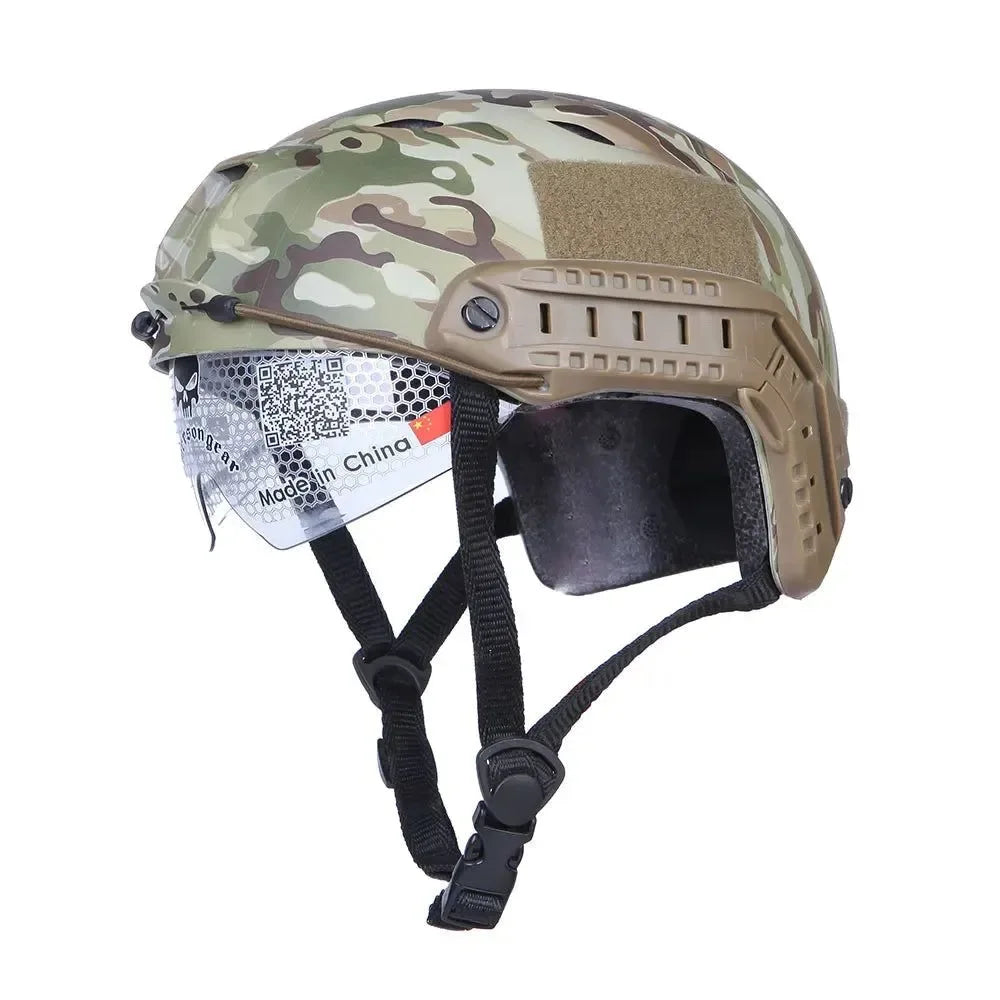 BJ Type FAST Helmet with Tactical Goggles – Ideal for Airsoft, Hunting, and Outdoor Activities - Trekker Essentials