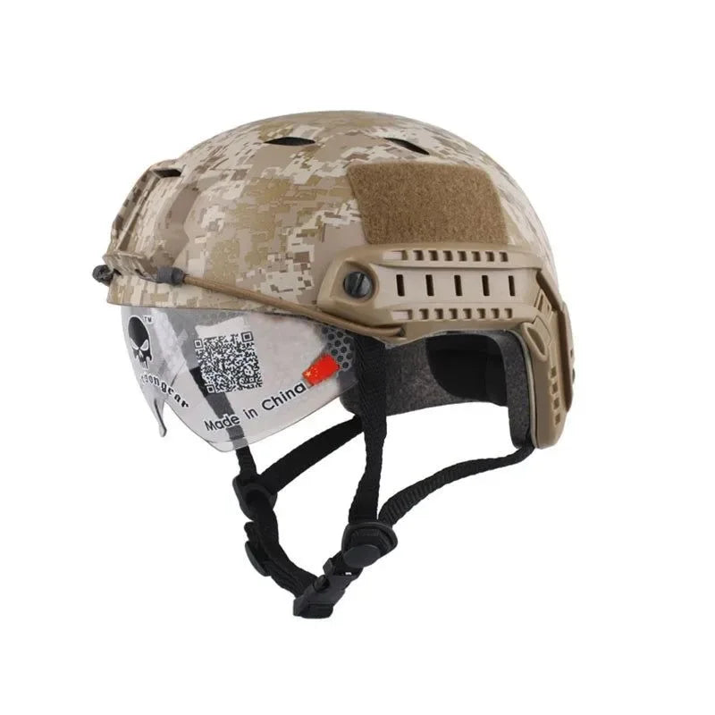 BJ Type FAST Helmet with Tactical Goggles – Ideal for Airsoft, Hunting, and Outdoor Activities - Trekker Essentials