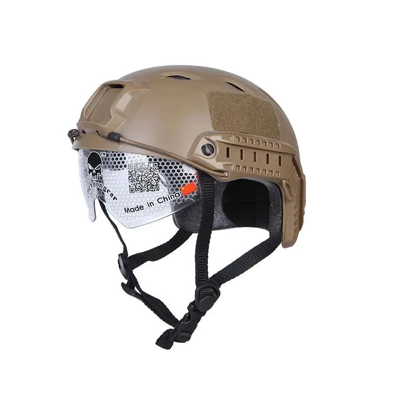 BJ Type FAST Helmet with Tactical Goggles – Ideal for Airsoft, Hunting, and Outdoor Activities - Trekker Essentials