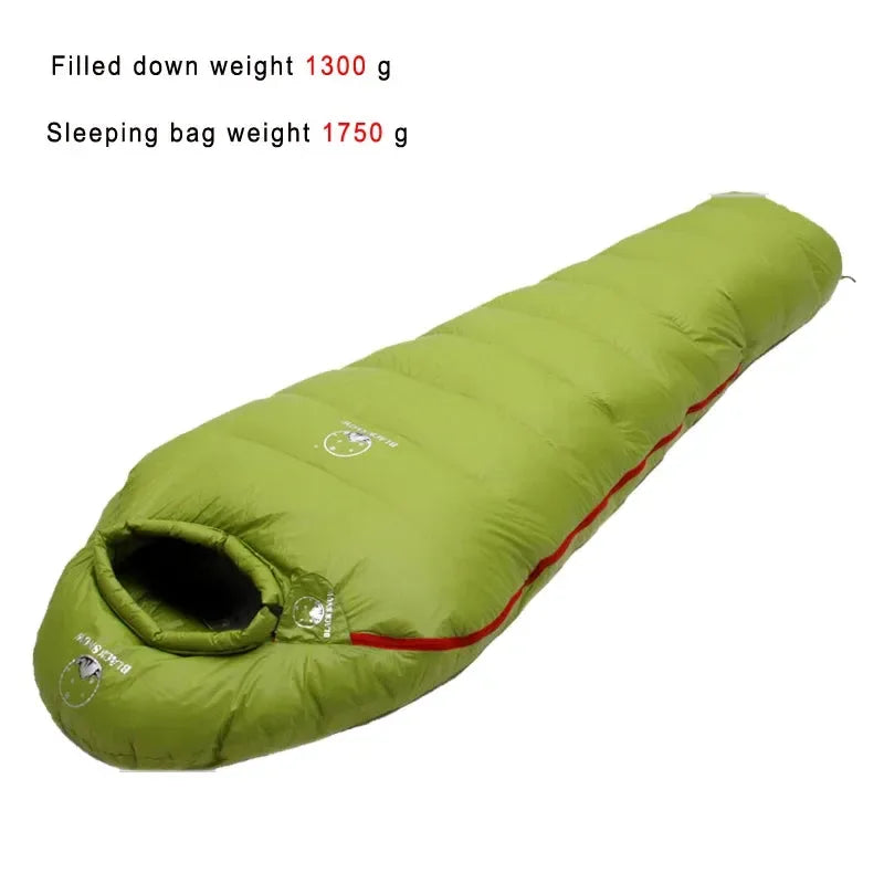 Black Snow Very Warm White Goose Down Filled Adult Mummy Style Sleeping Bag - Winter Thermal, 4 Thickness Options for Camping and Travel - Trekker Essentials