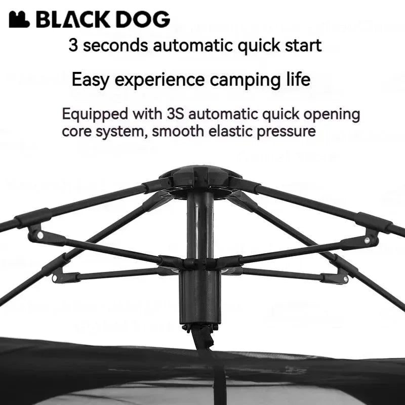 BLACKDOG Automatic Tent with Black Coating, Two Doors, Four Windows - Camping Outdoor Sunscreen Waterproof Quick Opening Tent - Trekker Essentials