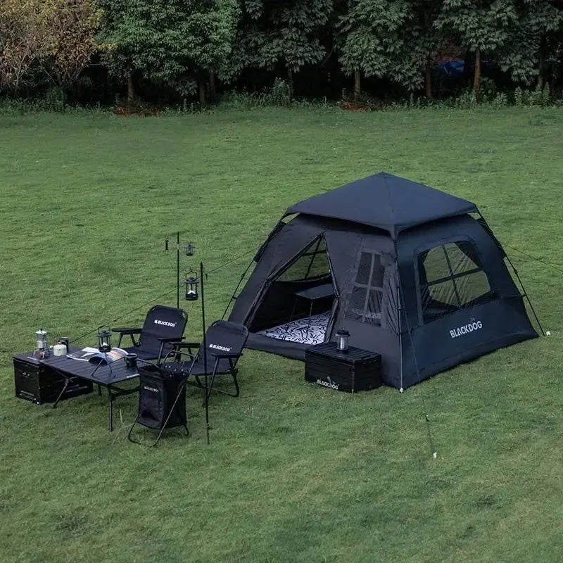 BLACKDOG Automatic Tent with Black Coating, Two Doors, Four Windows - Camping Outdoor Sunscreen Waterproof Quick Opening Tent - Trekker Essentials