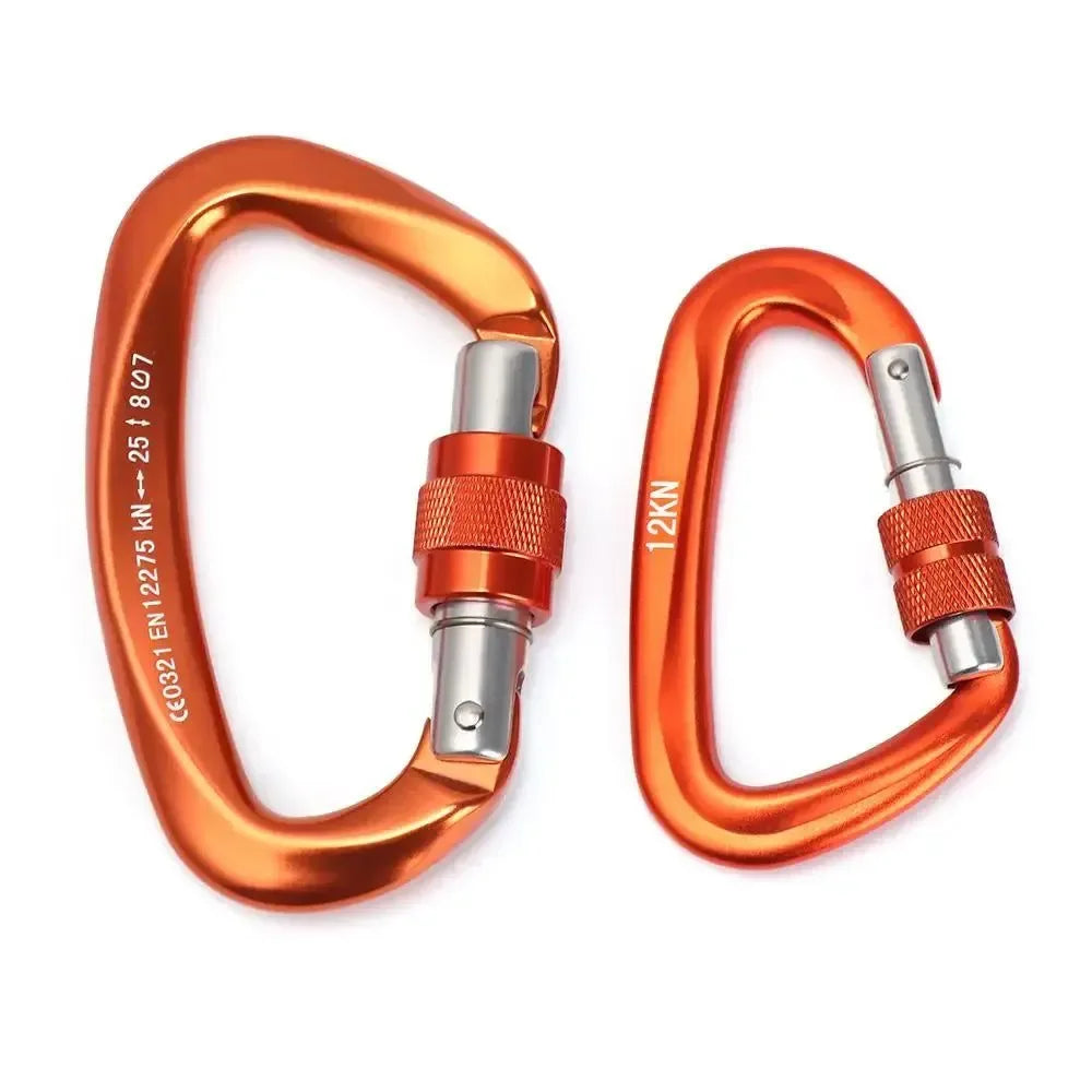 BLACKON D-Shaped Professional Carabiner with Security Master Lock: Secure Mountaineering and Climbing Gear - Trekker Essentials