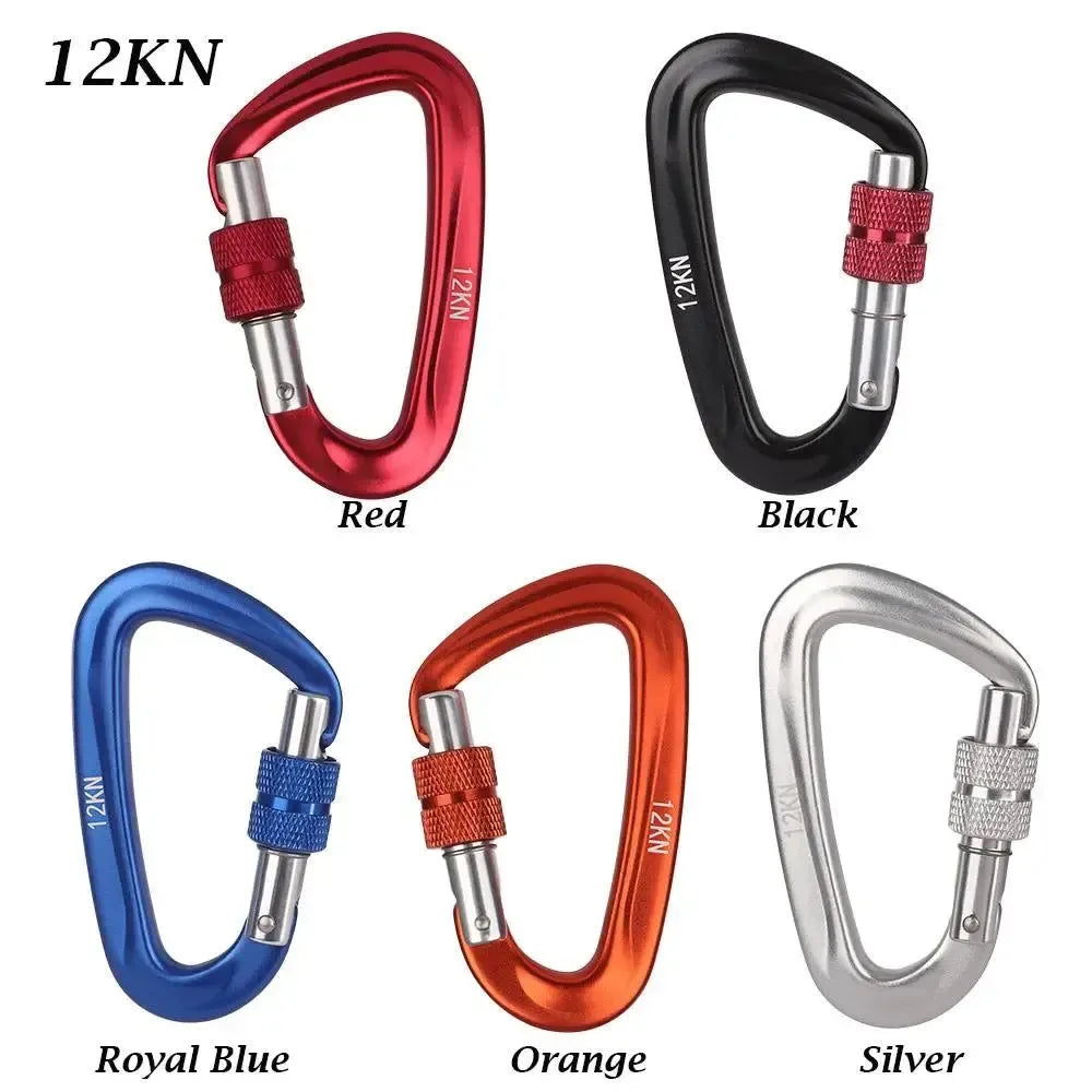 BLACKON D-Shaped Professional Carabiner with Security Master Lock: Secure Mountaineering and Climbing Gear - Trekker Essentials