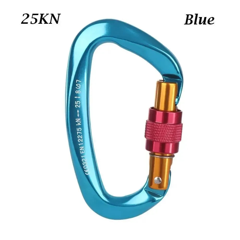BLACKON D-Shaped Professional Carabiner with Security Master Lock: Secure Mountaineering and Climbing Gear - Trekker Essentials