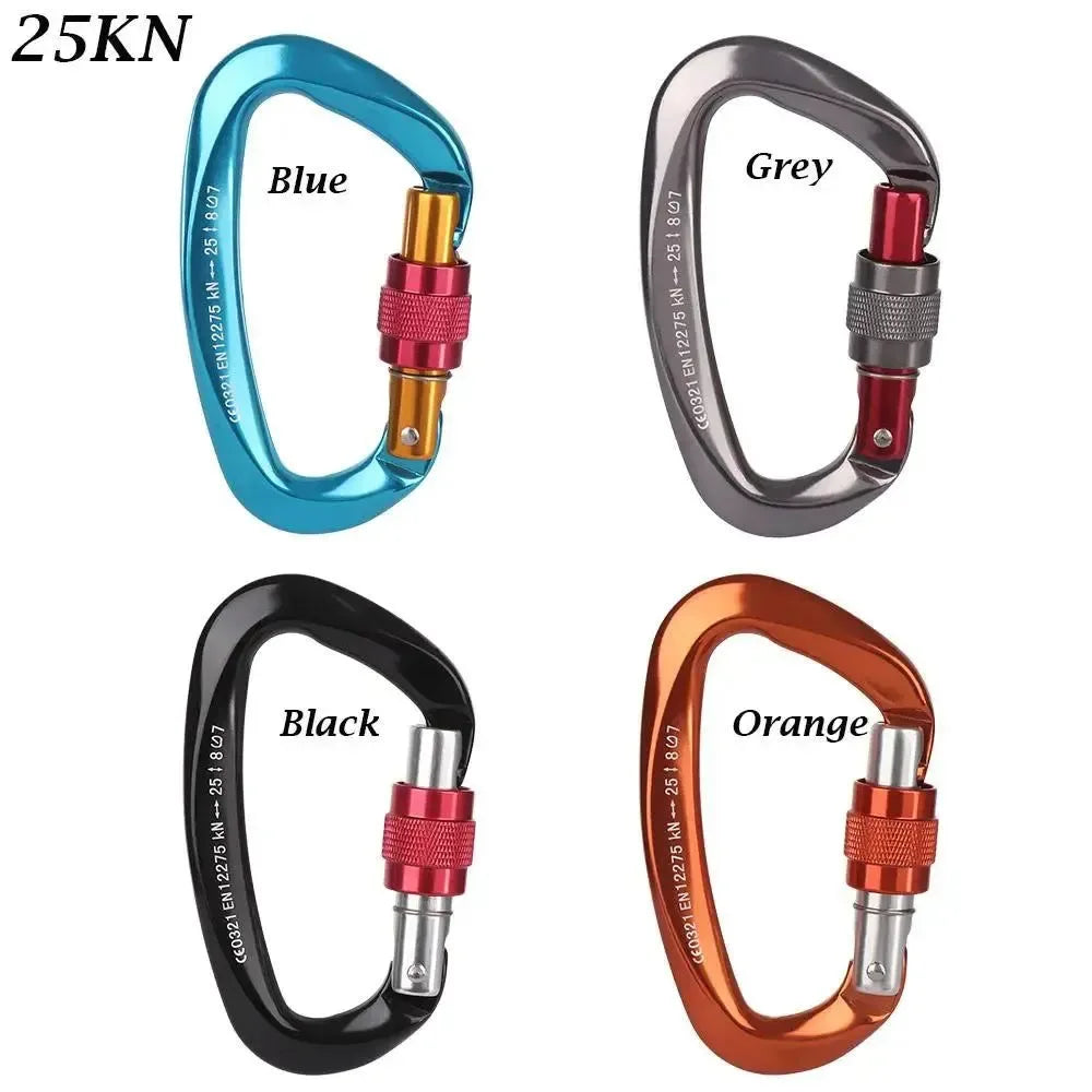 BLACKON D-Shaped Professional Carabiner with Security Master Lock: Secure Mountaineering and Climbing Gear - Trekker Essentials