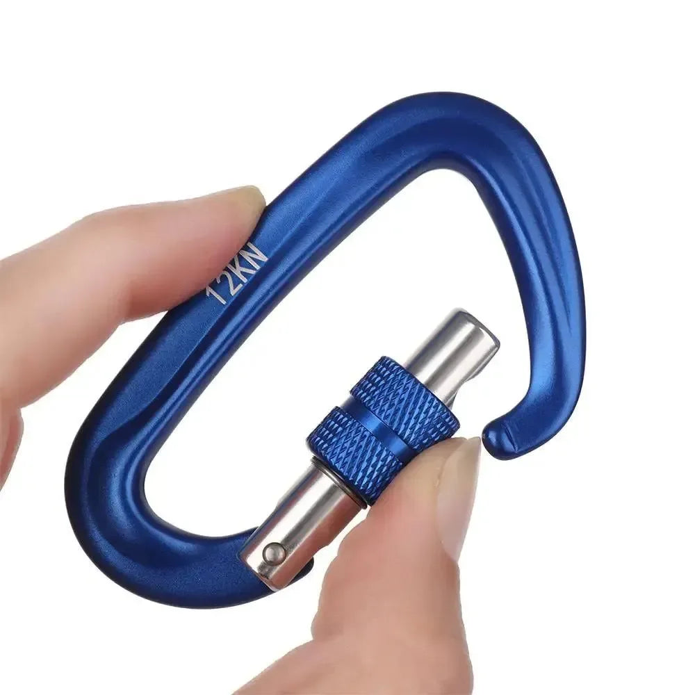 BLACKON D-Shaped Professional Carabiner with Security Master Lock: Secure Mountaineering and Climbing Gear - Trekker Essentials