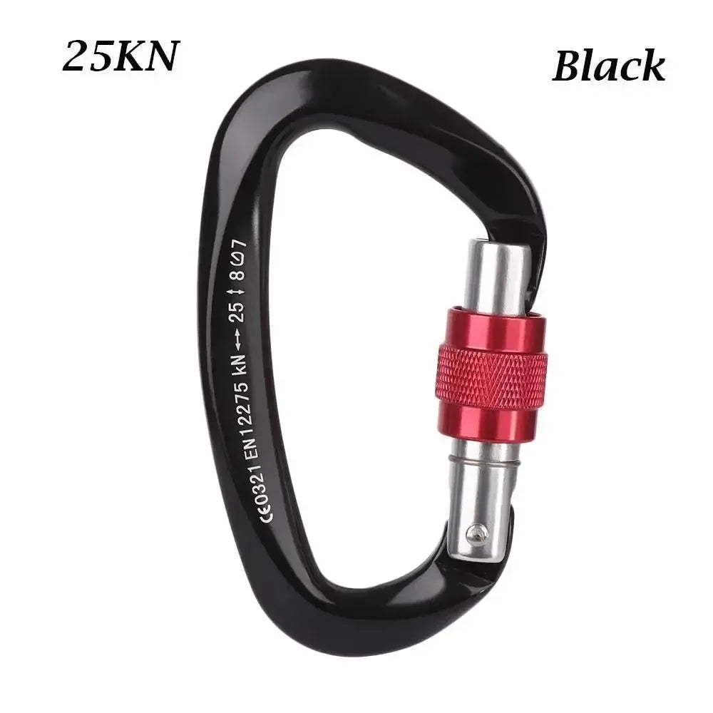BLACKON D-Shaped Professional Carabiner with Security Master Lock: Secure Mountaineering and Climbing Gear - Trekker Essentials