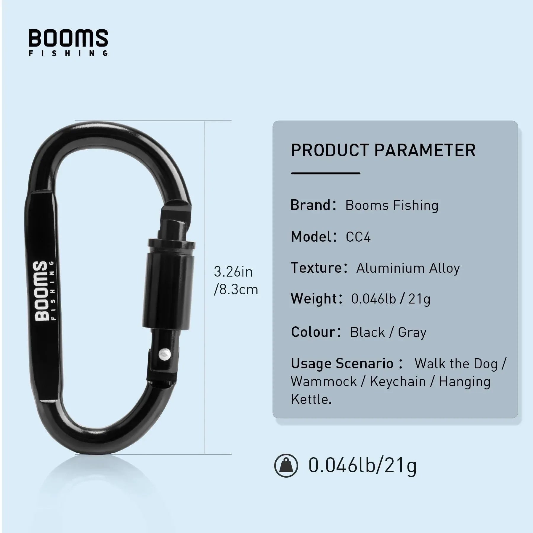 Booms Fishing Survival D-Ring Carabiner Clip - Secure and Versatile Outdoor Equipment - Trekker Essentials