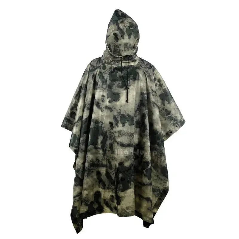 Breathable Camo Poncho - Tactical Raincoat for Camping, Hiking, Hunting, and Birdwatching - Trekker Essentials