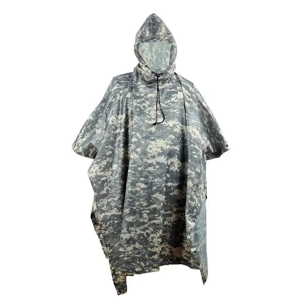 Breathable Camo Poncho - Tactical Raincoat for Camping, Hiking, Hunting, and Birdwatching - Trekker Essentials