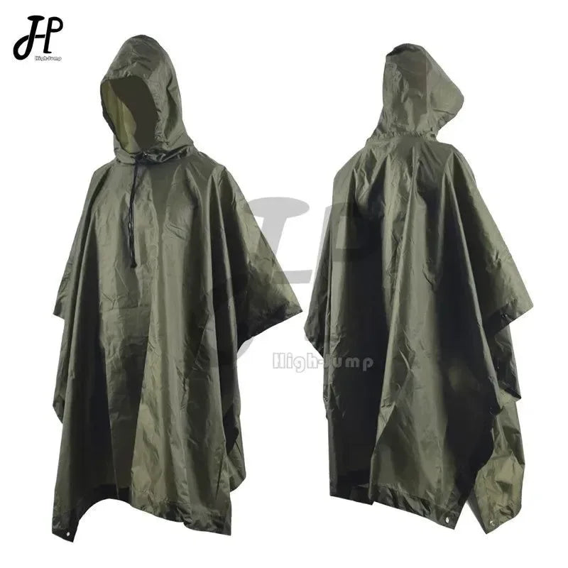 Breathable Camo Poncho - Tactical Raincoat for Camping, Hiking, Hunting, and Birdwatching - Trekker Essentials