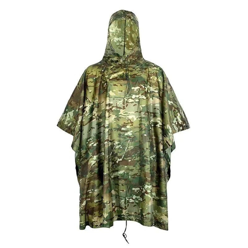 Breathable Camo Poncho - Tactical Raincoat for Camping, Hiking, Hunting, and Birdwatching - Trekker Essentials