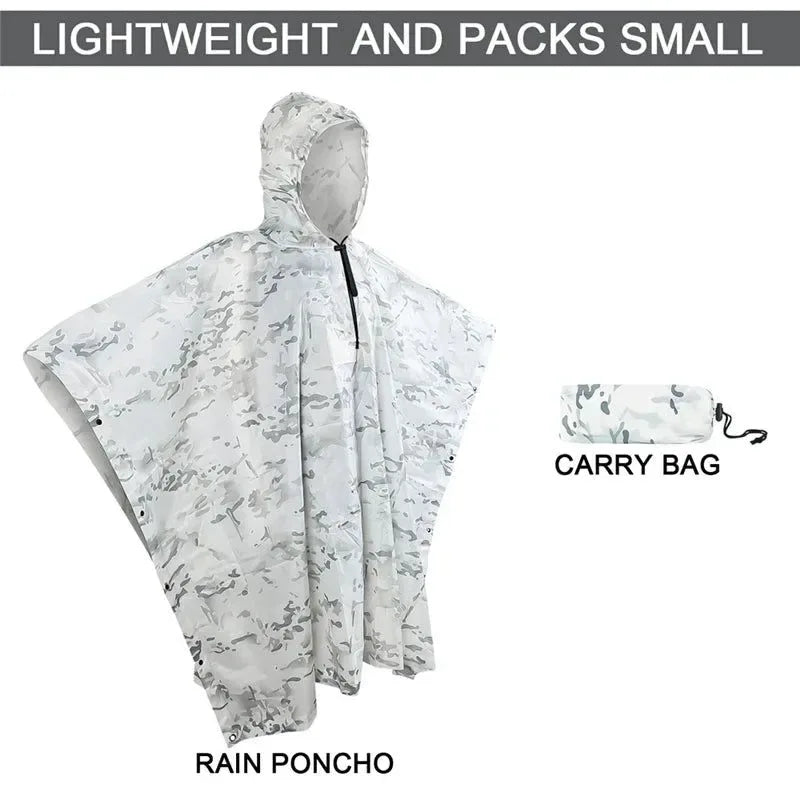 Breathable Camo Poncho - Tactical Raincoat for Camping, Hiking, Hunting, and Birdwatching - Trekker Essentials