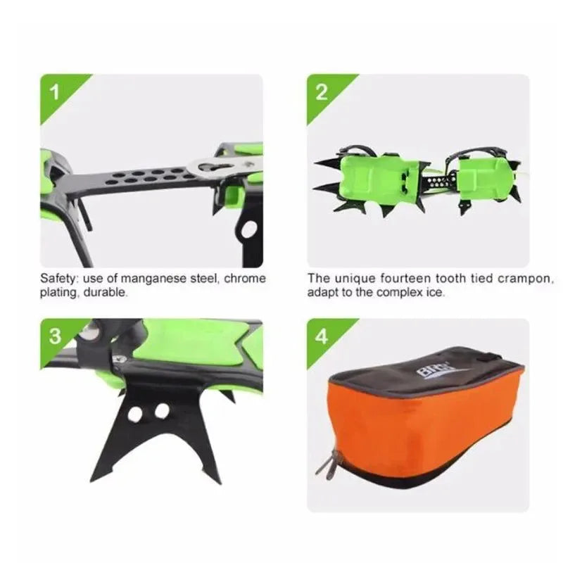 BRS 14 Teeth Ultralight Crampons – Non-Slip Ice Gripper for Hiking and Climbing - Trekker Essentials