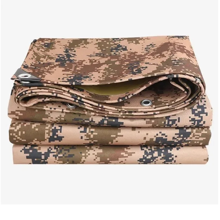 Camouflage Oxford Tarpaulin Camping Tent - Rainproof, Waterproof Sun Shelter Canopy, Outdoor Pergola and Furniture Cover - Trekker Essentials