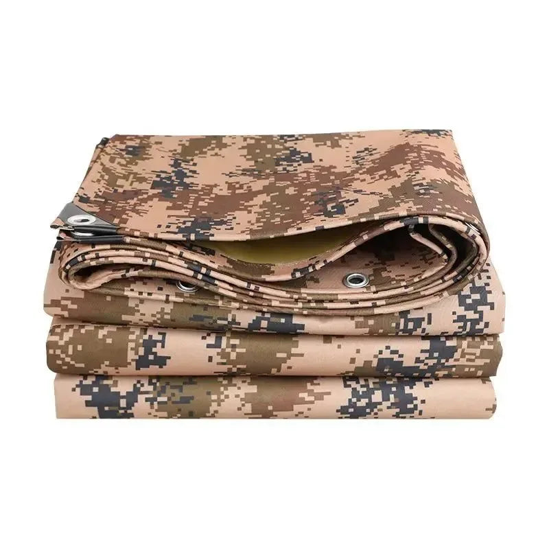 Camouflage Oxford Tarpaulin Camping Tent - Rainproof, Waterproof Sun Shelter Canopy, Outdoor Pergola and Furniture Cover - Trekker Essentials