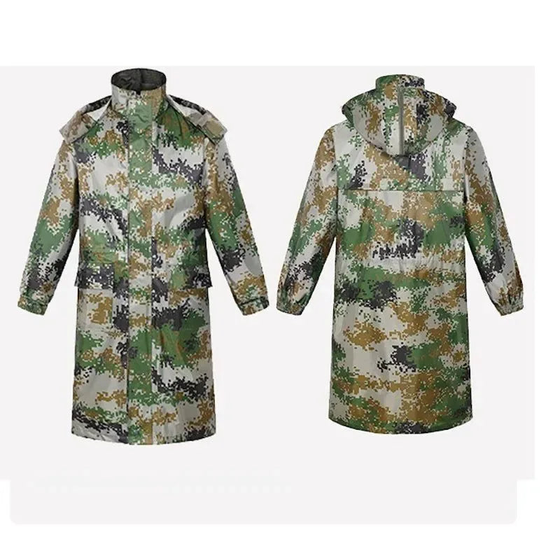 Camouflage Reflective Long One-Piece Raincoat - Waterproof Poncho for Men and Women - Trekker Essentials