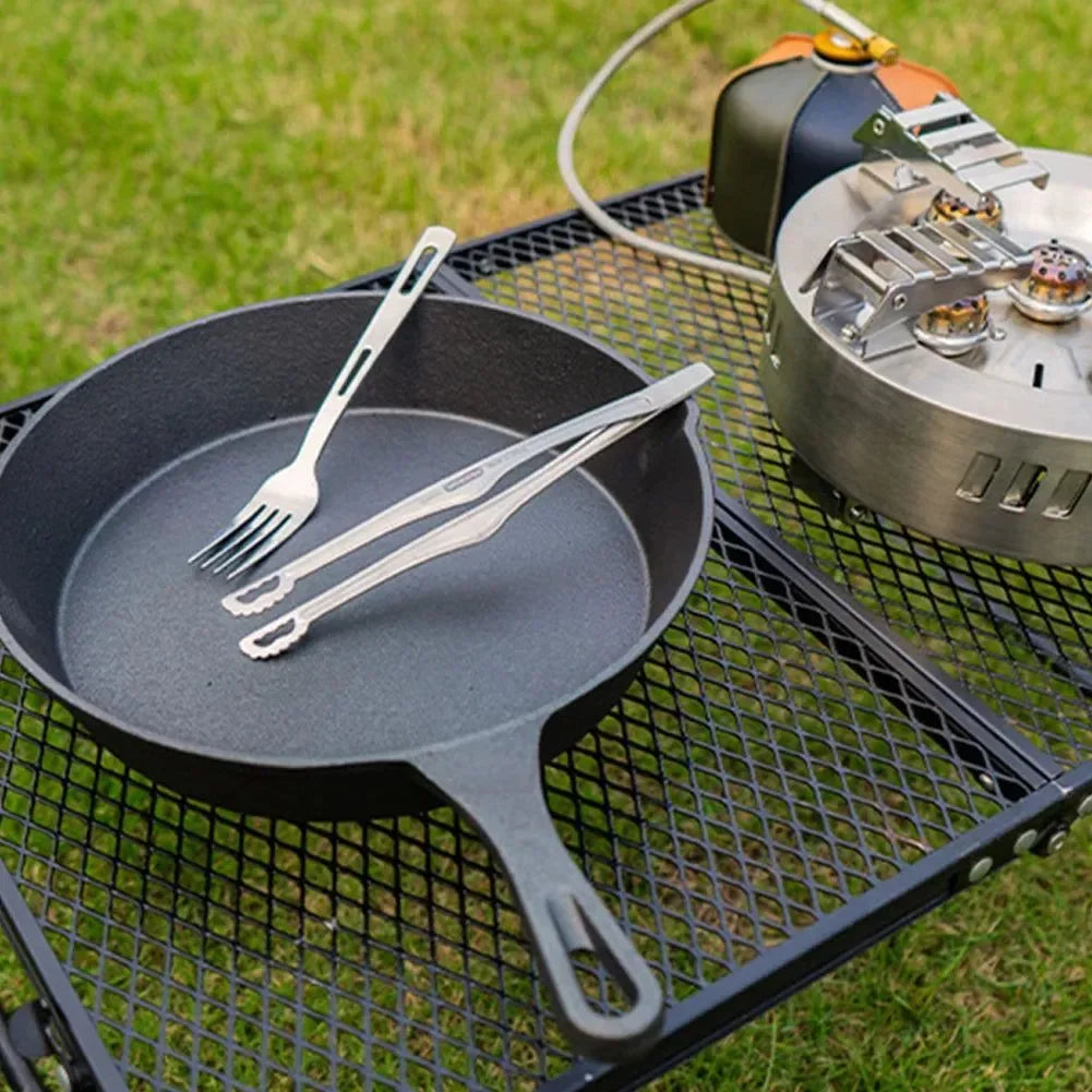 Camping BBQ Clip Stainless Steel - Ultralight Heat-Resistant Reusable Food Tongs for BBQ and Picnic - Trekker Essentials