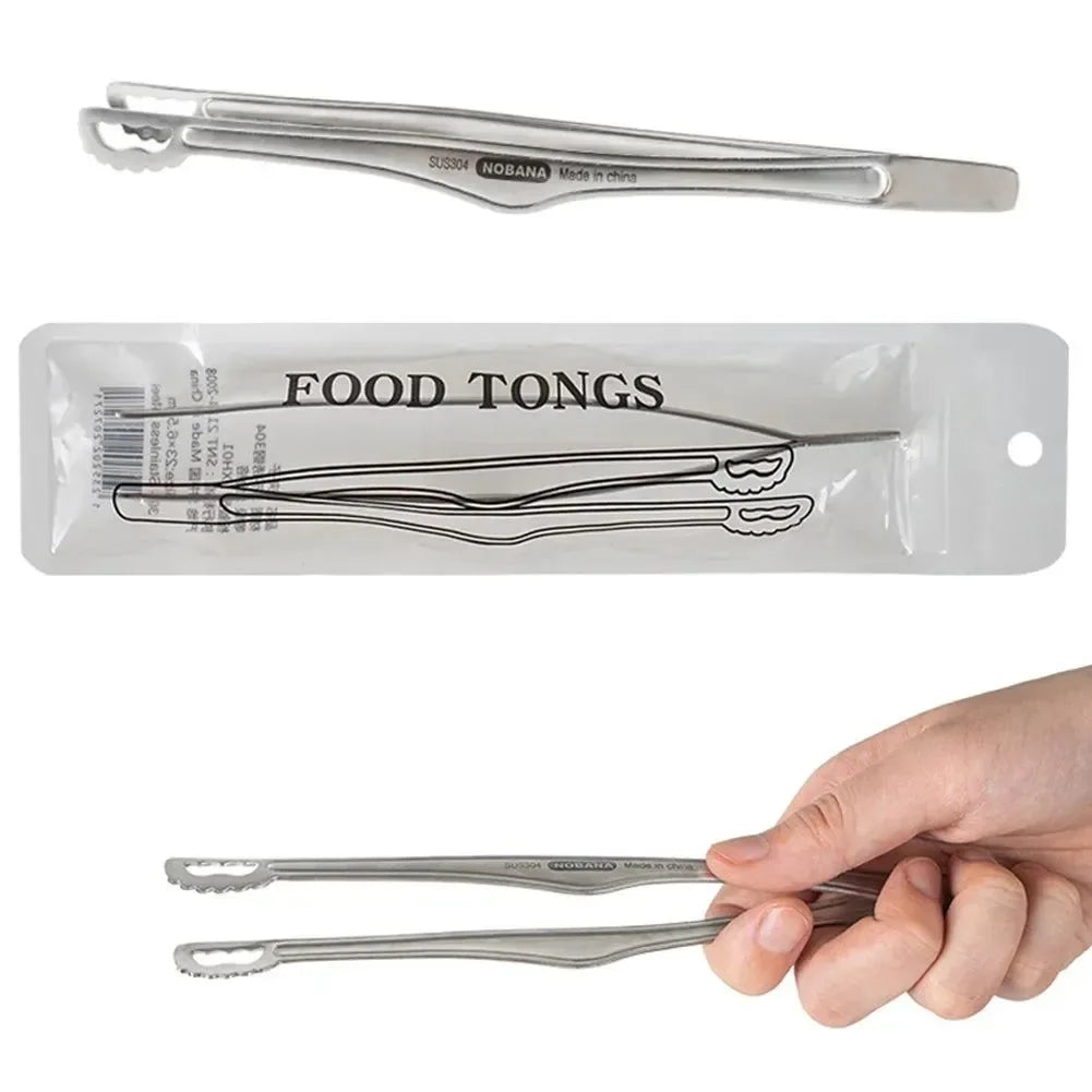 Camping BBQ Clip Stainless Steel - Ultralight Heat-Resistant Reusable Food Tongs for BBQ and Picnic - Trekker Essentials
