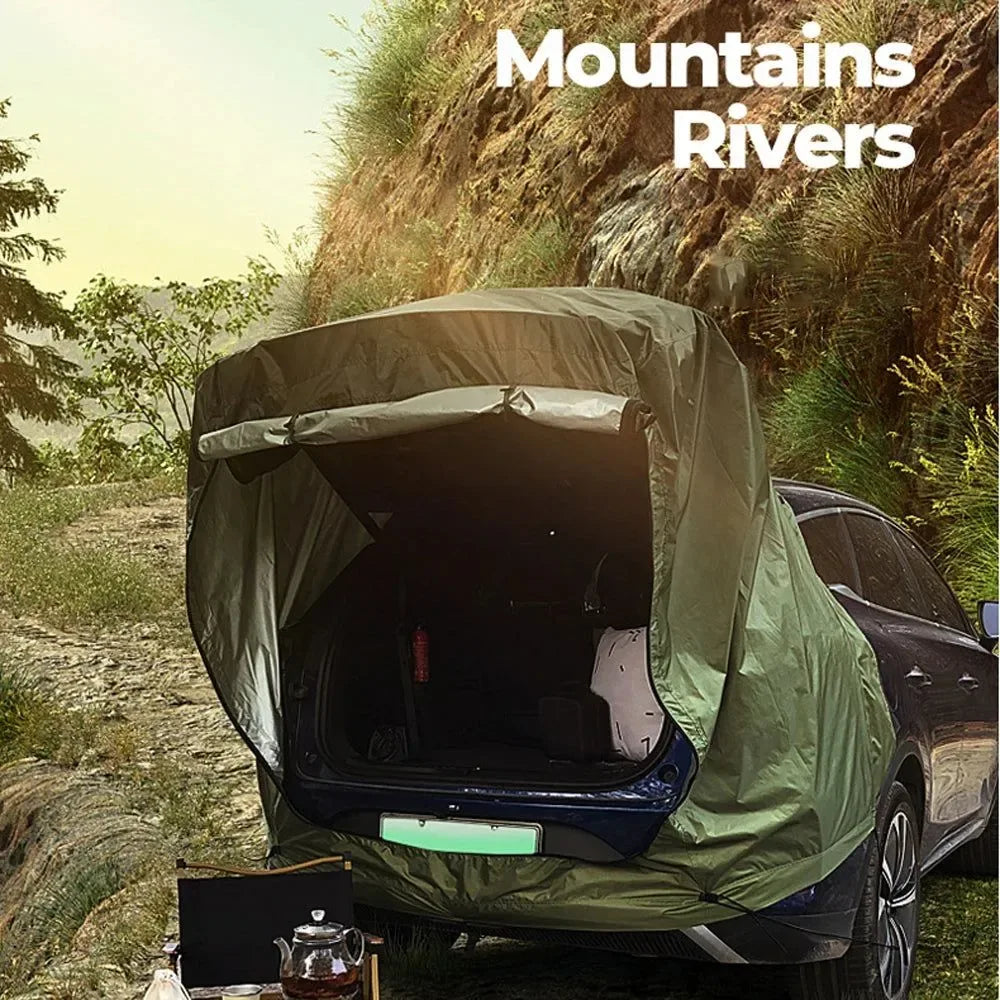 Camping Car Rear Tent – Outdoor Car Trunk Extension with Canopy With Sunshine-Proof - Trekker Essentials