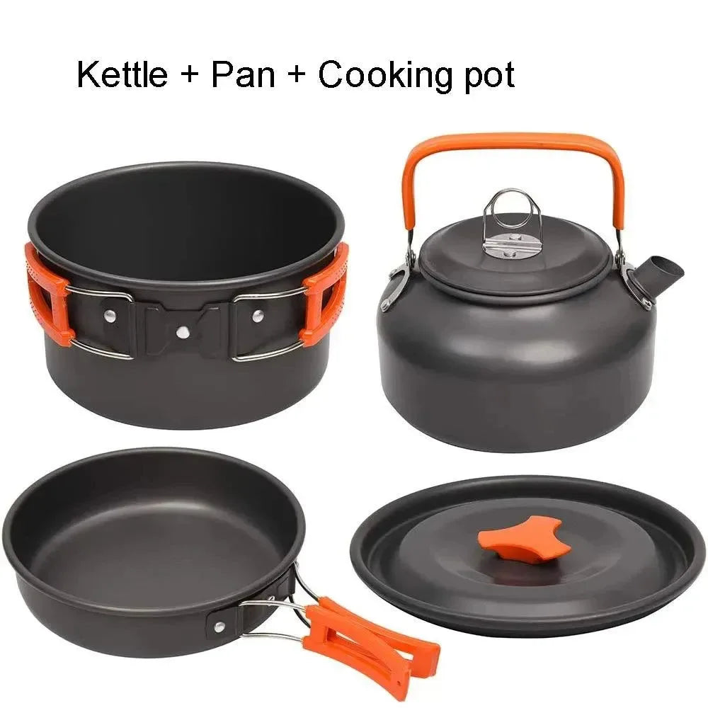 Camping Cooking Set - Outdoor Aluminum Lightweight Cookware Kit for Traveling, Trekking, and Hiking - Trekker Essentials