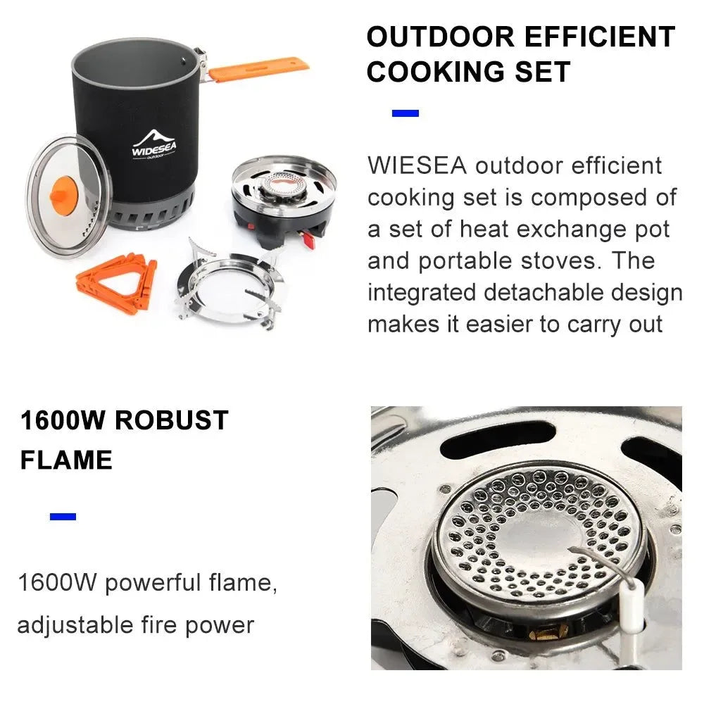 Camping Cooking System with Heat Exchanger – Complete Outdoor Pot Set & Gas Stove - Trekker Essentials