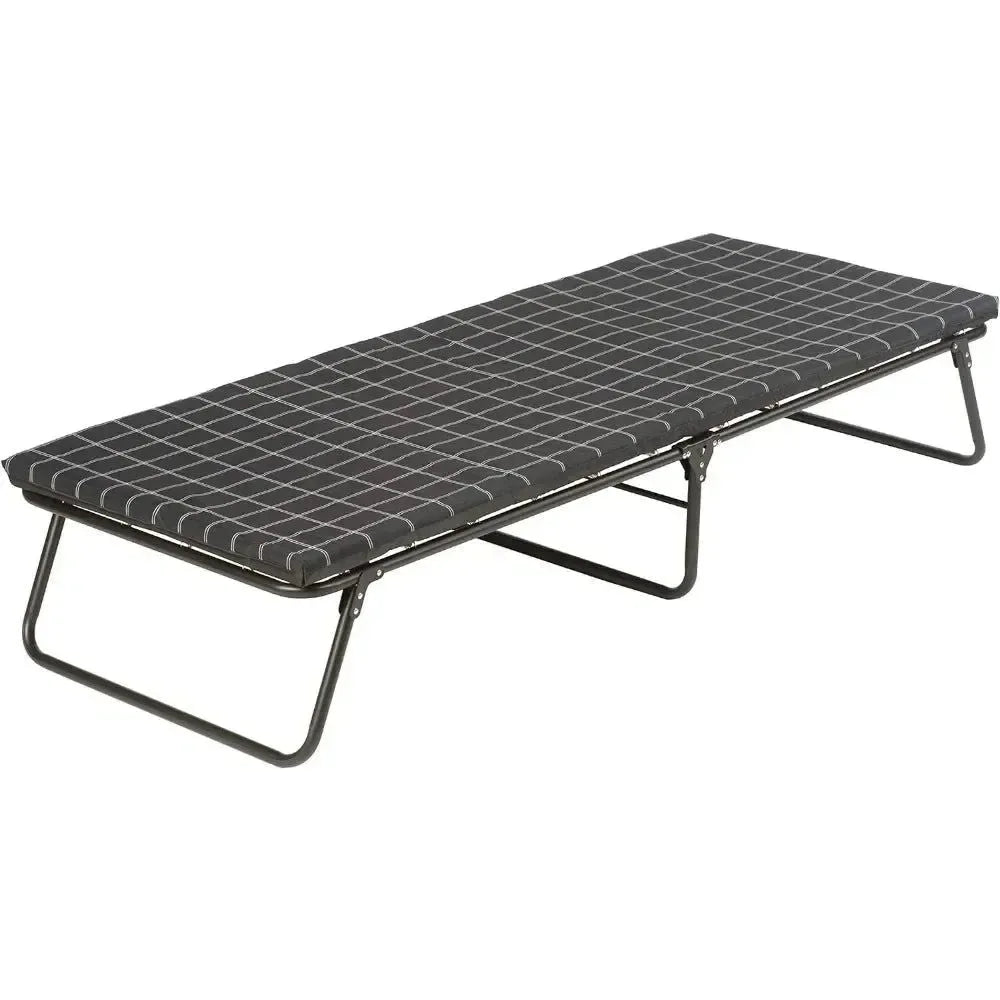 Camping Cot with Thick Sleeping Pad – Foldable Steel Cot with Deluxe Mattress for Comfortable Sleeping - Trekker Essentials