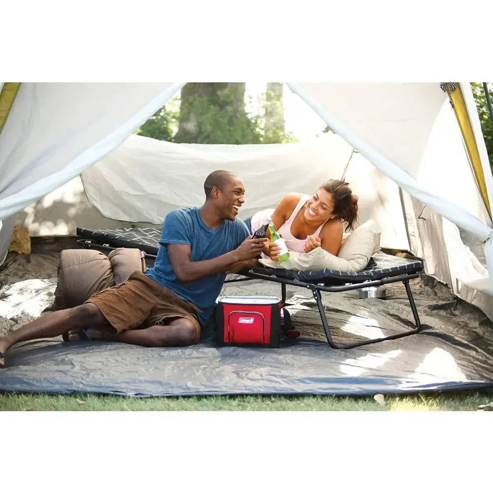 camping cot Foldable Steel Camping Cot with Thick Sleeping Pad – No Assembly
