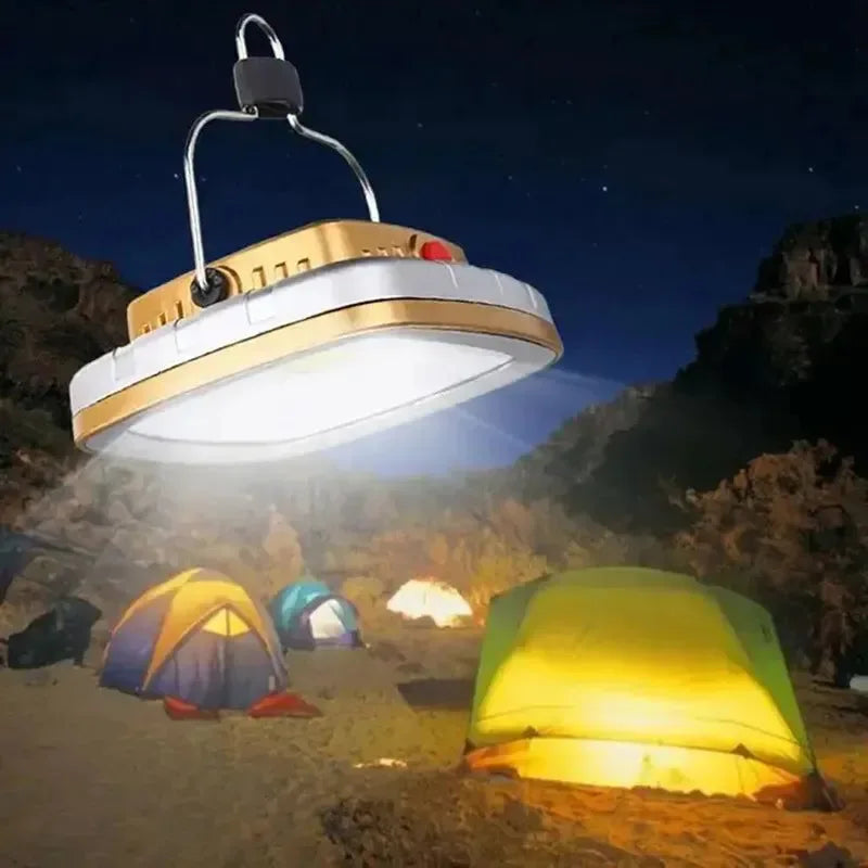 Camping Lanterns COB Solar Tent Lamp - Portable USB Rechargeable Battery Hanging Hook Light - Trekker Essentials