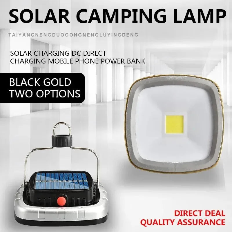 Camping Lanterns COB Solar Tent Lamp - Portable USB Rechargeable Battery Hanging Hook Light - Trekker Essentials