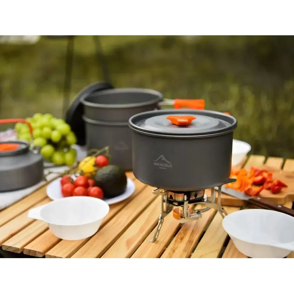Camping Tableware Outdoor Cookware Set - Pots, Tourist Dishes, Bowler, Kitchen Equipment, Gear Utensils for Hiking, Picnic, and Travel - Trekker Essentials