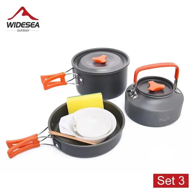 Camping Tableware Outdoor Cookware Set - Pots, Tourist Dishes, Bowler, Kitchen Equipment, Gear Utensils for Hiking, Picnic, and Travel - Trekker Essentials