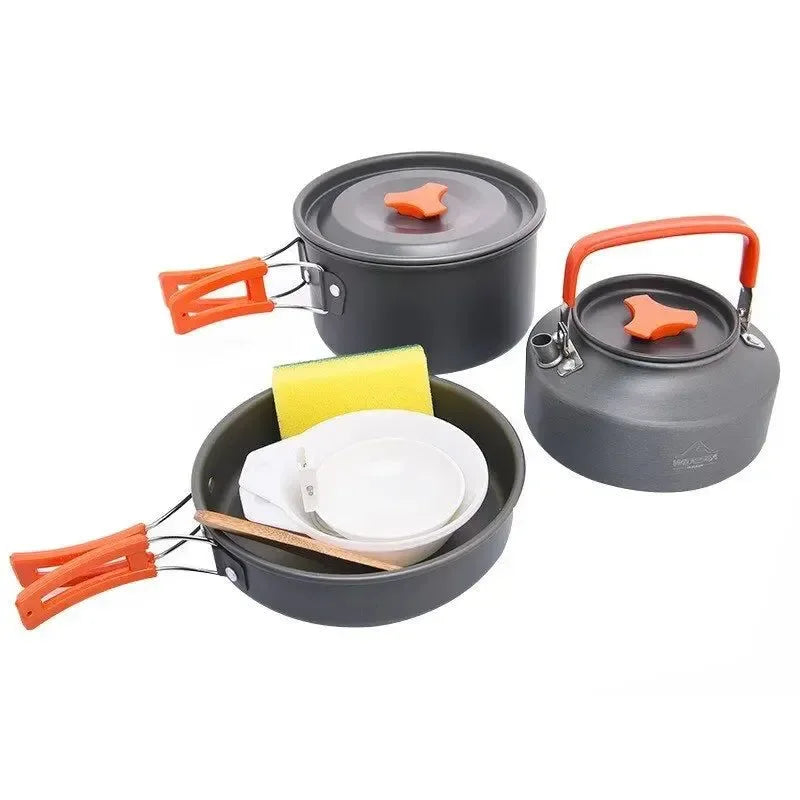Camping Tableware Outdoor Cookware Set - Pots, Tourist Dishes, Bowler, Kitchen Equipment, Gear Utensils for Hiking, Picnic, and Travel - Trekker Essentials