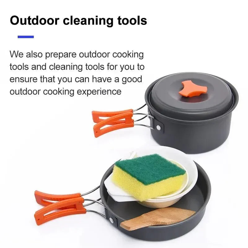 Camping Tableware Outdoor Cookware Set - Pots, Tourist Dishes, Bowler, Kitchen Equipment, Gear Utensils for Hiking, Picnic, and Travel - Trekker Essentials