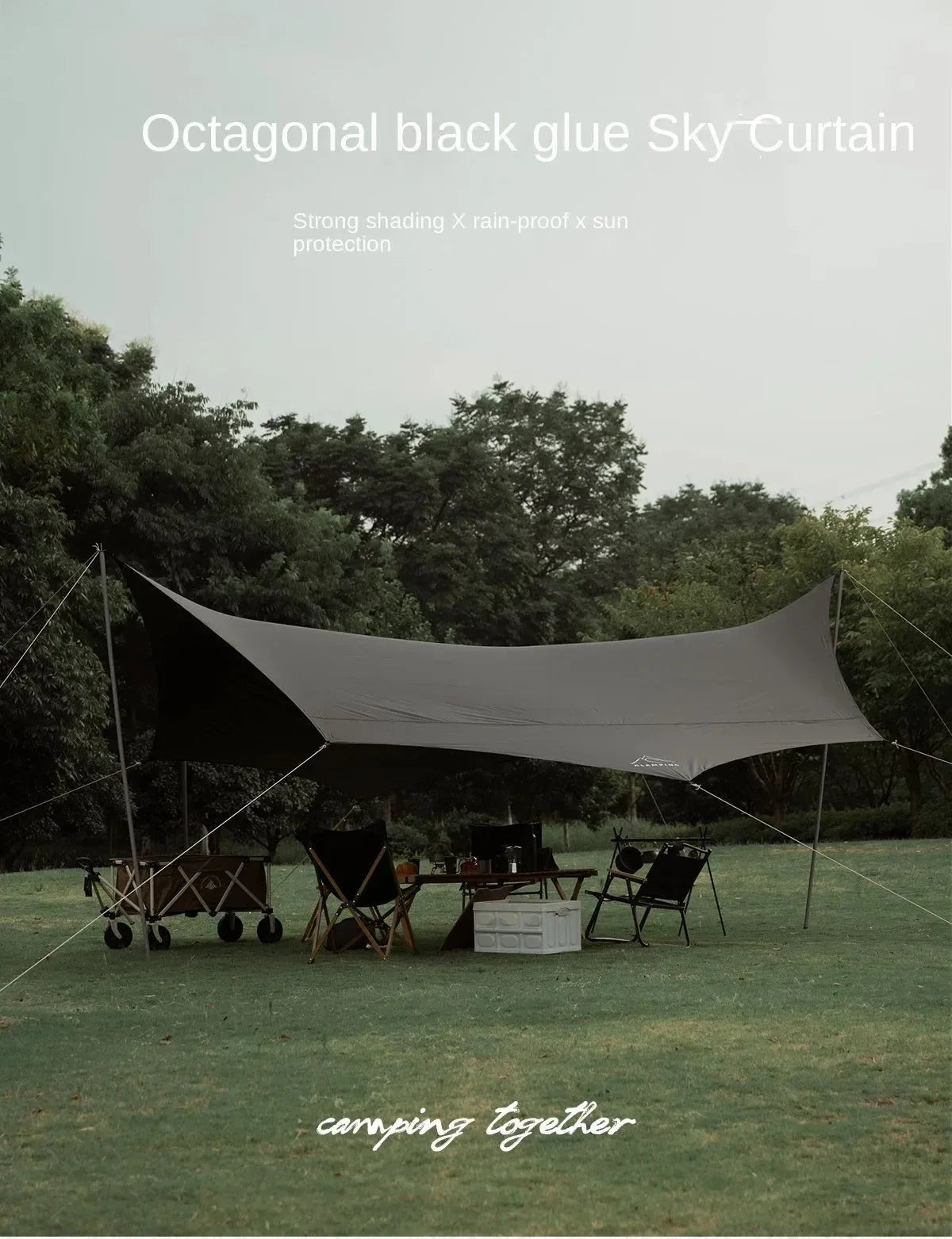 Camping Tarp Tent, Vinyl Canopy Beach Sun Shelter, Waterproof Awning, Picnic Supplies - Trekker Essentials