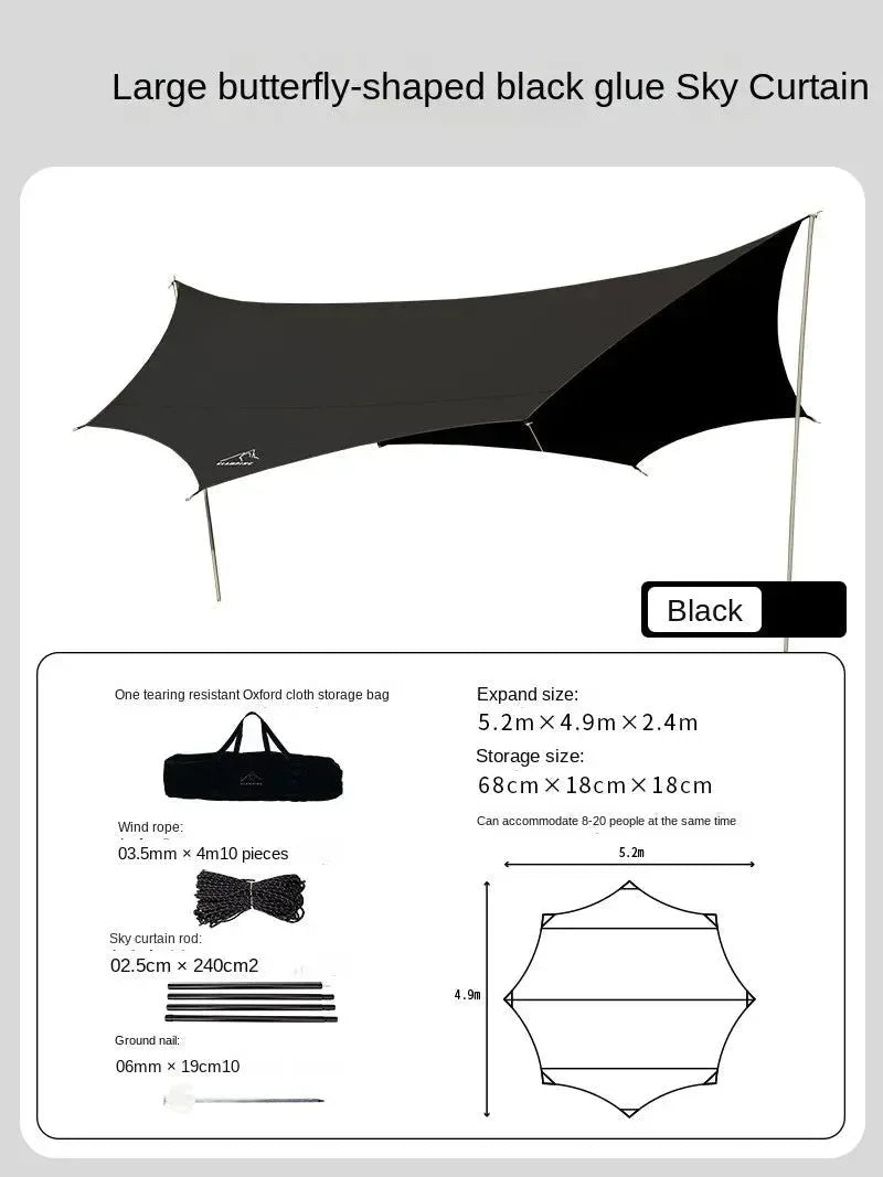 Camping Tarp Tent, Vinyl Canopy Beach Sun Shelter, Waterproof Awning, Picnic Supplies - Trekker Essentials