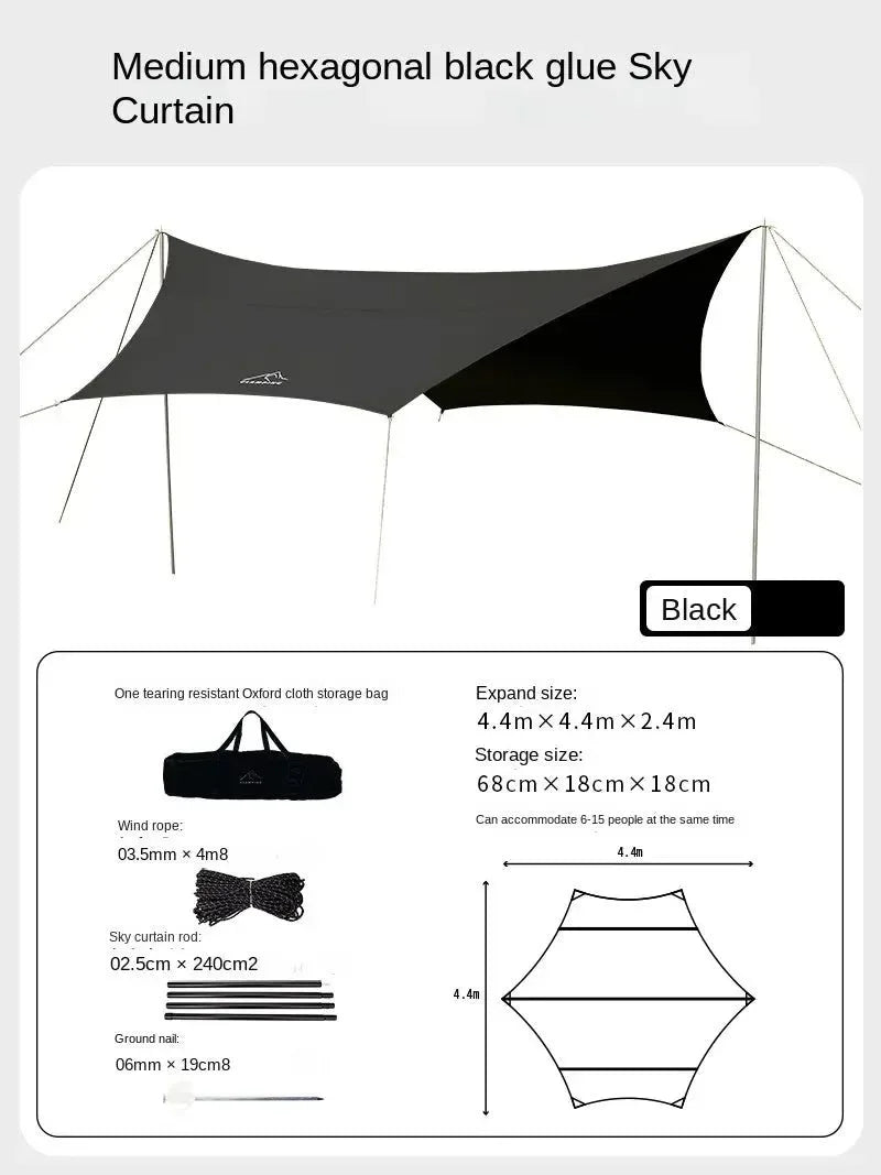 Camping Tarp Tent, Vinyl Canopy Beach Sun Shelter, Waterproof Awning, Picnic Supplies - Trekker Essentials