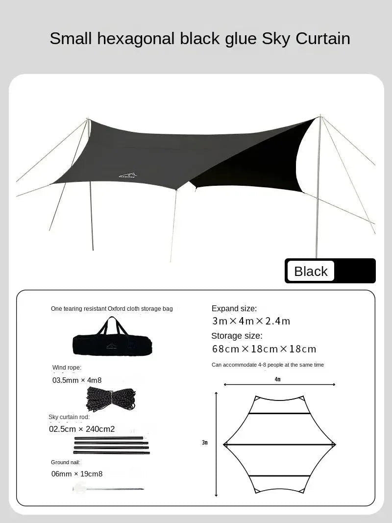 Camping Tarp Tent, Vinyl Canopy Beach Sun Shelter, Waterproof Awning, Picnic Supplies - Trekker Essentials