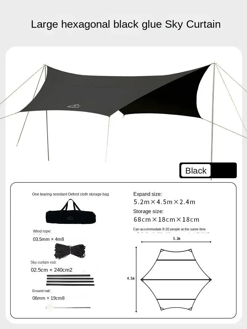 Camping Tarp Tent, Vinyl Canopy Beach Sun Shelter, Waterproof Awning, Picnic Supplies - Trekker Essentials