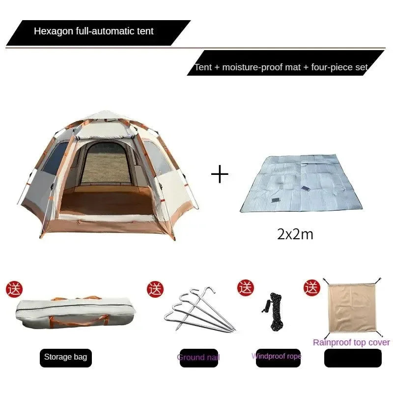Camping Tent Waterproof Hexagonal Fully Automatic Tent - Trekker Essentials