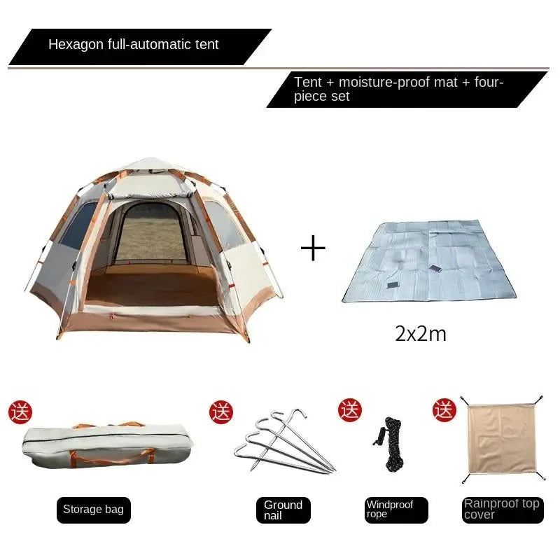 Camping Tent Waterproof Hexagonal Fully Automatic Tent - Trekker Essentials