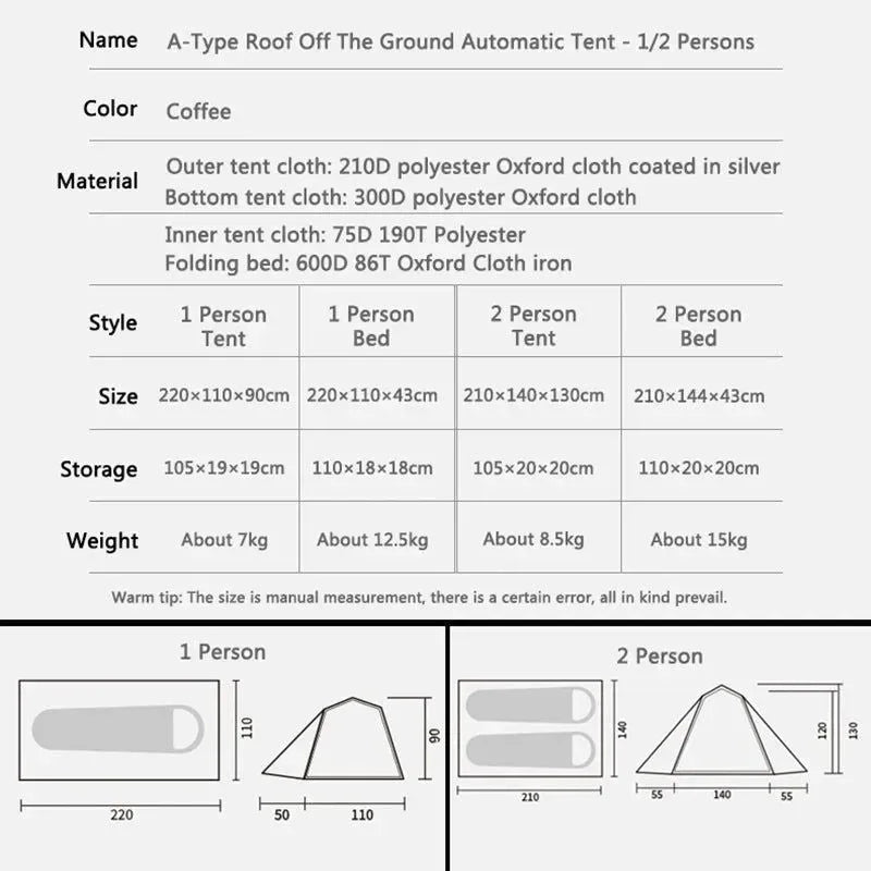 Camping Tent with Camp Bed - Roof Top Tent for Outdoor Travel - Trekker Essentials