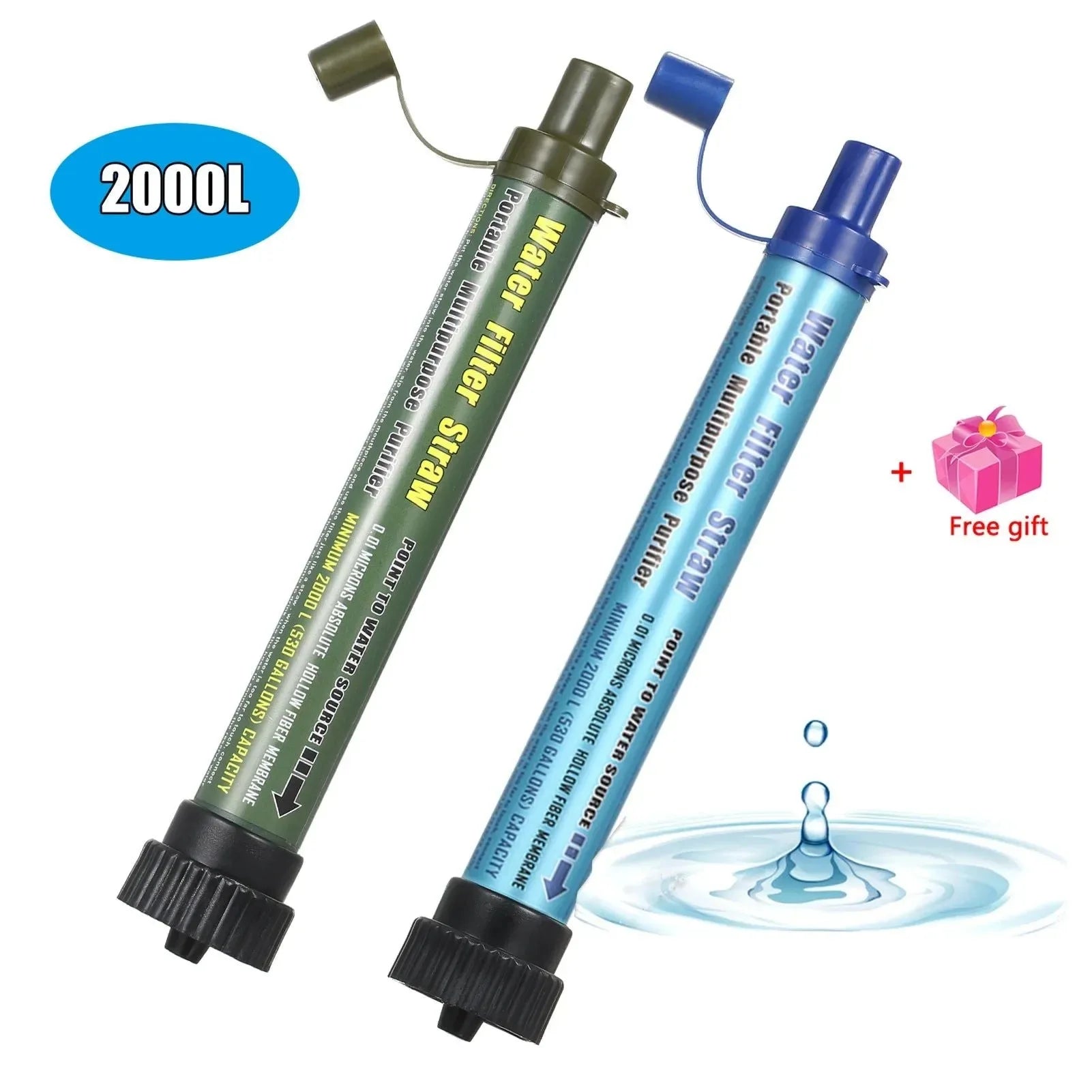 Camping Water Filter Straw - Water Purifier Filtration System with Bottom Thread Ultrafiltration Film for Outdoor Emergency Survival - Trekker Essentials