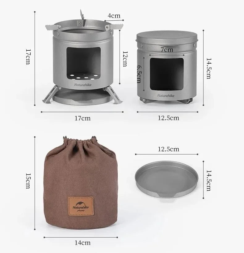 Camping Wood Stove | Titanium Portable Wood Burning Folding Ultralight Stove for Outdoor Picnic Cooking - Trekker Essentials
