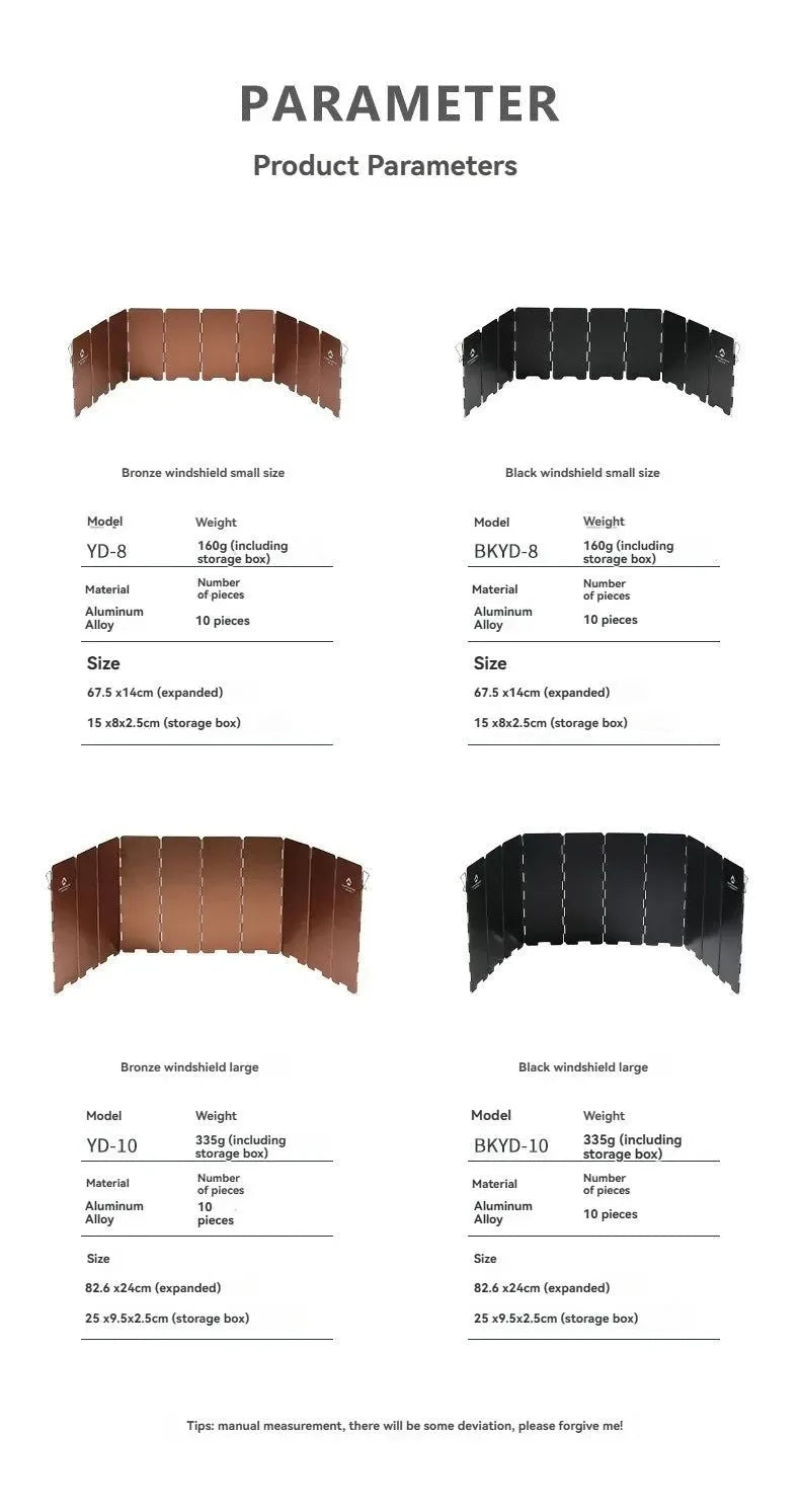 CAMPINGMOON YD8/YD10 Wind Shield – Foldable Aluminum Alloy Gas Stove Wind Guard for Camping, Hiking & Outdoor Cooking - Trekker Essentials