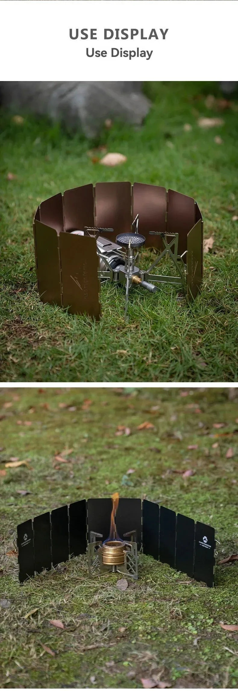 CAMPINGMOON YD8/YD10 Wind Shield – Foldable Aluminum Alloy Gas Stove Wind Guard for Camping, Hiking & Outdoor Cooking - Trekker Essentials