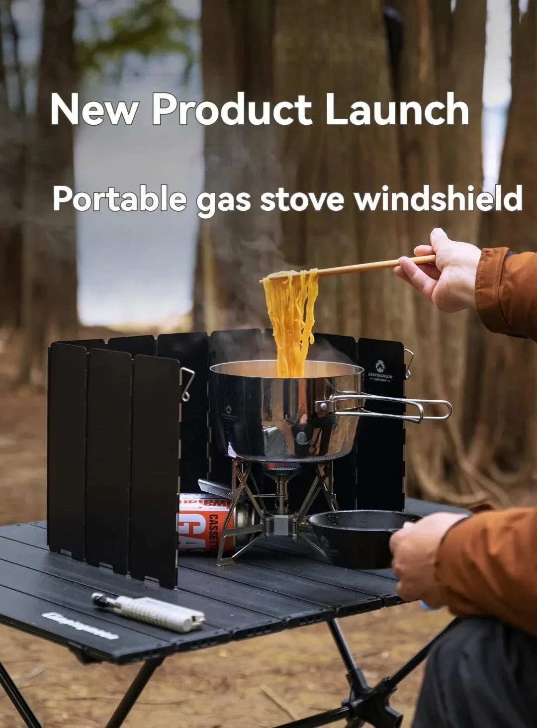 CAMPINGMOON YD8/YD10 Wind Shield – Foldable Aluminum Alloy Gas Stove Wind Guard for Camping, Hiking & Outdoor Cooking - Trekker Essentials